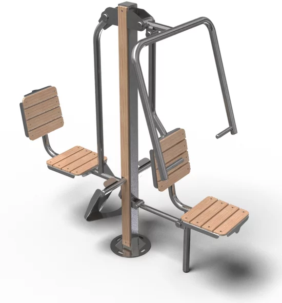 RVS - hout outdoor fitnesstoestel LEG AND CHEST PRESS