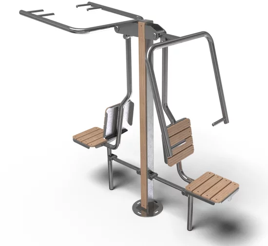 RVS-hout outdoorfitness toestel PULL DOWN EN CHEST PRESS