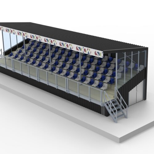 Tribune model Live 75 Tekening tribune lengte 16 meter.