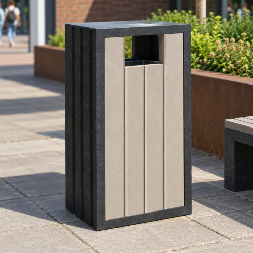 Afvalbak Jupiter 6 Buitenafvalbak Jupiter 70 liter van gerecycled kunststof van topmerk Govaplast