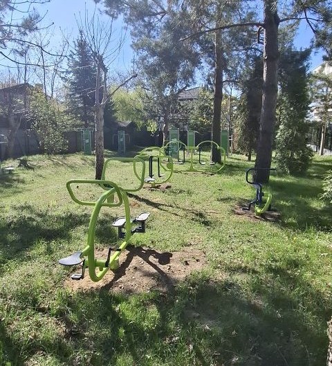 kinder fitnesstoestel Small Wheels 6 Buitenfitnesstoestellen voor kinderen in een park