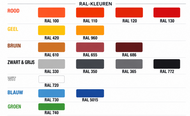 Kleurenkaar RAL betonnen zitelementen