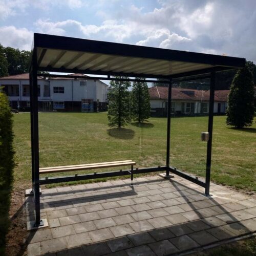 Rookabri model Palermo 61 rookoverkapping glas en staal voorzijde open met zitbank