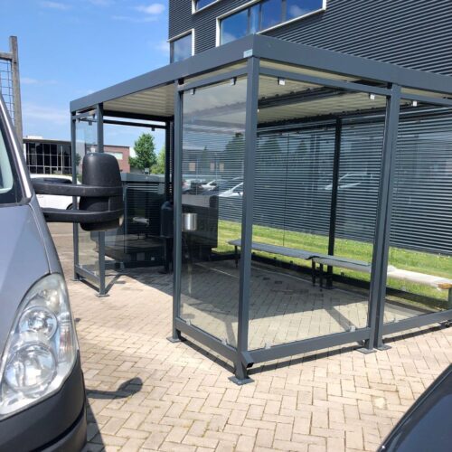 Rookoverkapping Myla 236 Rookoverkapping Myla 4 x 3m gecoat ral 7016 met glazen wanden