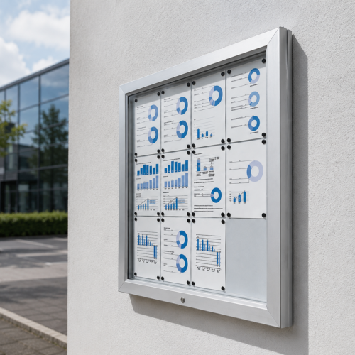 Aluminium informatiebord wandmodel aan muur gemonteerd