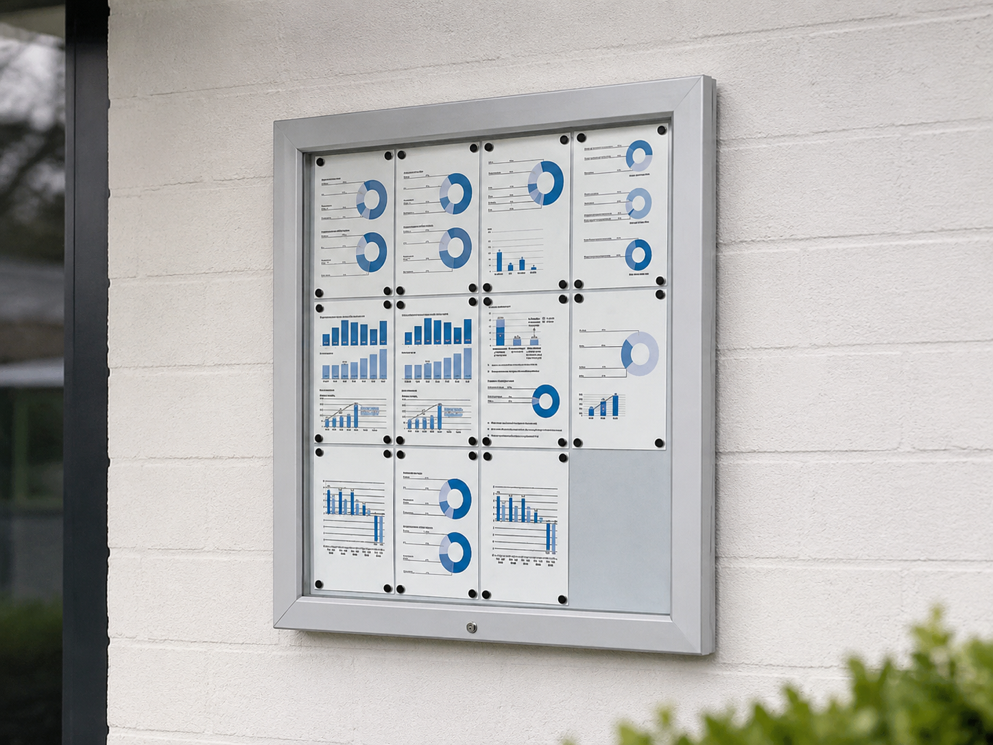 Informatiebord Nova 3 aluminium informatiebord aan muur 12 x a4 formaat