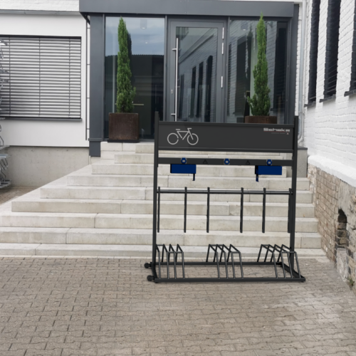 Verplaatsbaar fietsenrek met 3 plekken en 3 oplaadpunten