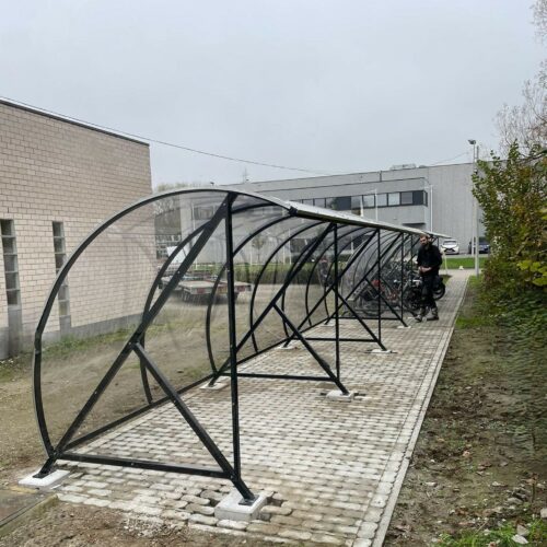 Fietsoverkapping BF1000 – Halfrond & Transparant 254 Fietsenstalling 24 meter