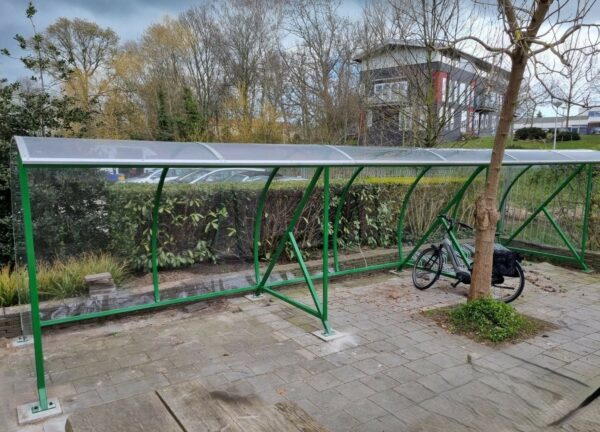 Overdekte fietsenstalling BF1000 groen gecoat