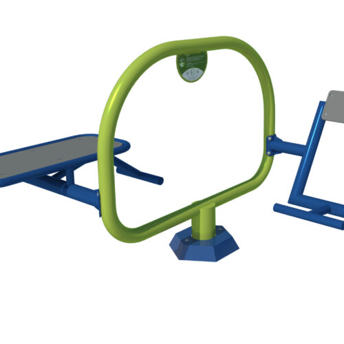 Onze Backtrainer - Bench combi voor speel- en schoolplein. EEn aanwinst voor uw buiten fitnesscentrum en schoolplein voor kinderen. Sportief bewegen is gezond