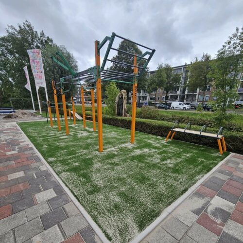 Calisthenics toestel Petum 72 Dit toestel staat in Den Haag Buiten fitness Calisthenics op zijn mooist. We denken met u mee en maken desgewenst uw park - toestel op maat.