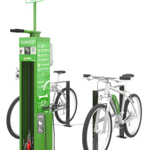 Alternative view of Fietsreparatie station met lader