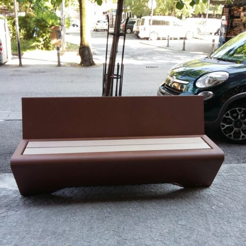 Parkbank Horizon met stalen frame en hout-kunststof composiet zitting