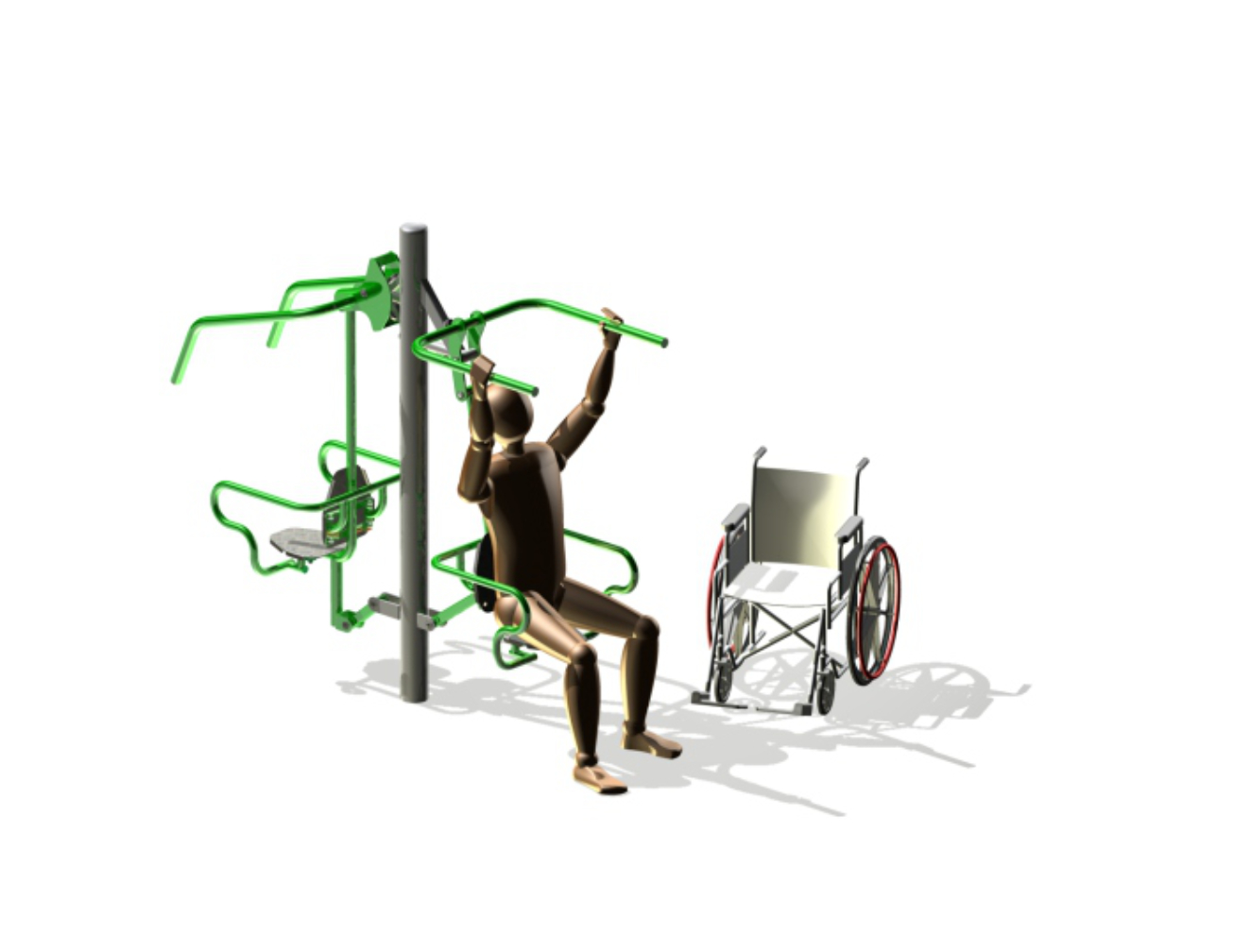 Buitenfitnesstoestel voor mindervaliden Double Chest Press 2 Buitenfitnesstoestel voor mindervaliden Double Chest Press - Afbeelding 2