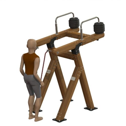 Krachtsporttoestel outdoor Triceps 7 Train effectief in de buitenlucht met houten krachtsporttoestellen. Duurzaam, veilig en geschikt voor alle niveaus.