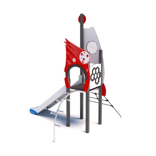 Stevige constructie van roestvrij staal en HDPE voor veiligheid en langdurig speelplezier.