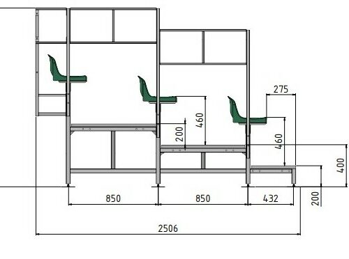Modulaire sport- tribunes 101 Zit tribune verhoogd met 25 cm. Hierdoor kijkt de 1e rij over een hekwerk/veldafscheiding heen indien deze aanwezig is.