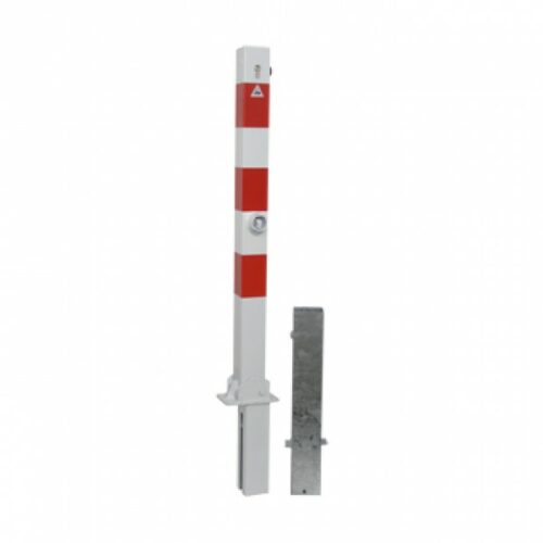 Parkeerpalen, een combinatie van uitneembaar en neerklapbaar. 70 x 70 mm.