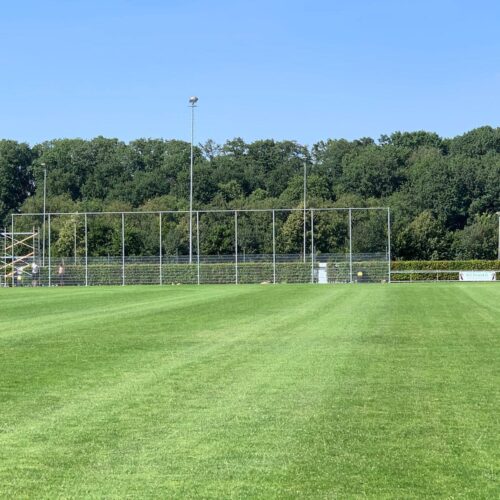 Ballenvanger op maat 84 Ballenvanger verzinkt, met 2 meter dsm 6-8-6 mm onder en net boven.