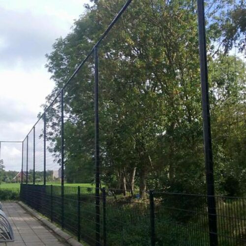 Ballenvanger op maat 108 Ballenvanger 5 meter hoog. De door ons geleverde en geplaatste ballenvangers bij Damwald. 5 meter hoog en uitgevoerd met Pe. ballenvangernet.