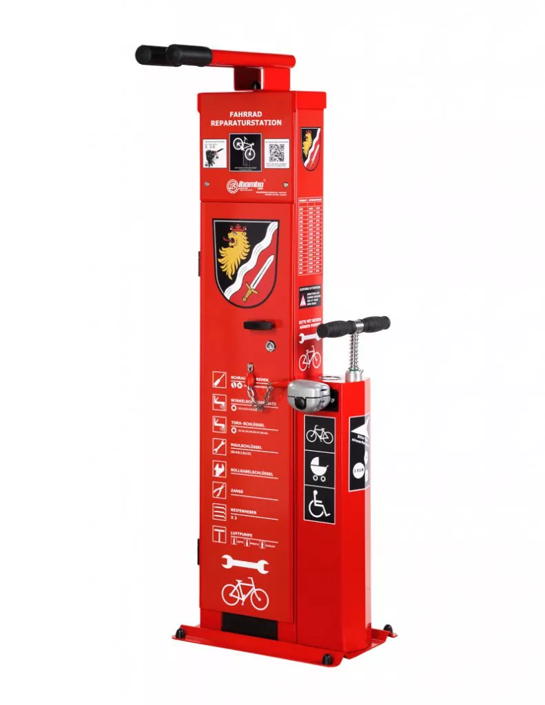 Fiets reparatiestation Scandic Key 1 De Scandic Key is het ideale servicestation voor fietsers die onderweg hun fiets willen repareren of oppompen. Dit professionele fietsservicestation wordt uitsluitend geleverd binnen Nederland en is direct inzetbaar