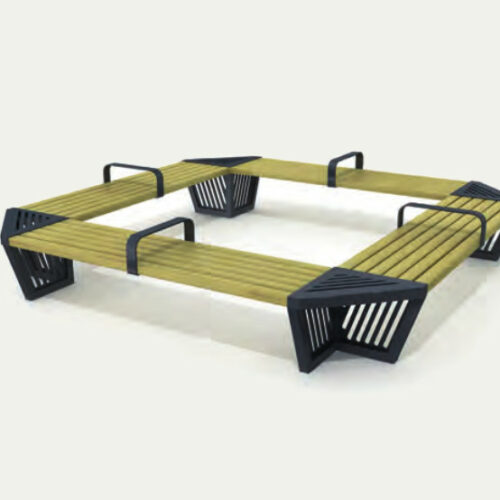 Vierkante boombank Dörtgen zonder rugleuning van 230x230cm. Eenvoudig te plaatsen. Prijspakker!