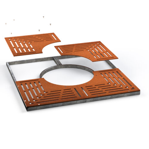 Boomrooster Corten 14 Boomrooster Corten, opbouw van het frame en rooster. S7