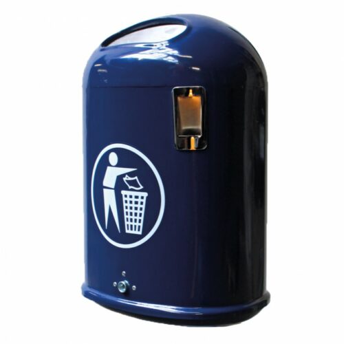 Buitenafvalbak Saluna 17 Buiten afvalbak Saluna in een frisse blauwe poedercoating. De duurzame en voordelige, vandalisme-arme afvalbak voor de openbare ruimtes. Deze is voorzien van een peukendover.