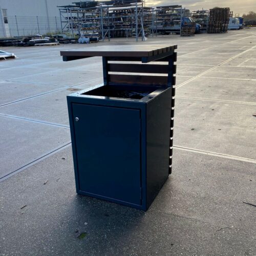 Houten buitenafvalbak Vera 55 liter van staal en geïmpregneerd hout