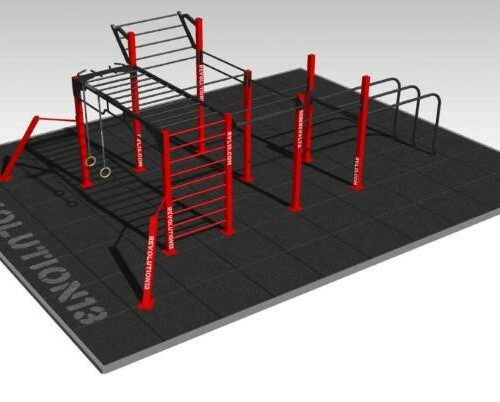 Calisthenics toestel Nippur M 34 Bootcamp stations - calisthenics toestellen uit de M-serie. Leverbaar met 17 en met 23 werkstations.