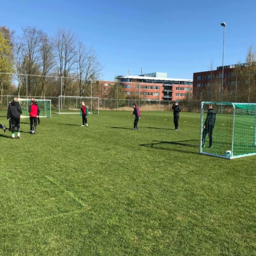 Voetbaldoeltjes KD-PRO (kanteldoelen) 17 Volledig gelast aluminium, inwendig verstevigde hoeken. Compleet met net en nethaken. Voetbaldoeltjes model KD Pro. Op de afbeelding het G-elftal van FC Groningen met deze doelen aan het trainen