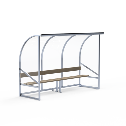 Dugout Birmingham 10 De houten zitbank van vurenhout, ondersteund door stevige aluminium dragers, zorgt in deze sportdugout voor maximaal zitcomfort en een lange levensduur.