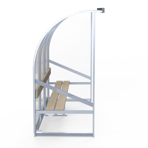 Dugout Birmingham 8 Kies voor een moderne en duurzame dug-out met slagvaste, UV-bestendige polycarbonaatplaten en een slim ventilatiesysteem voor optimaal gebruikscomfort.
