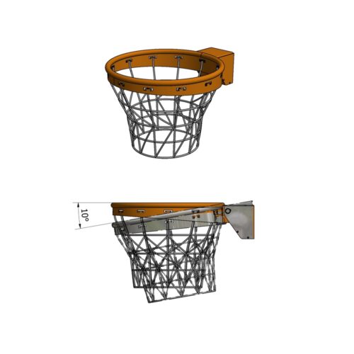 Basketbal dunkring 6 Basketbalring met dunkring. Deze flexibele ring gebruikt een veren constructie om te buigen.