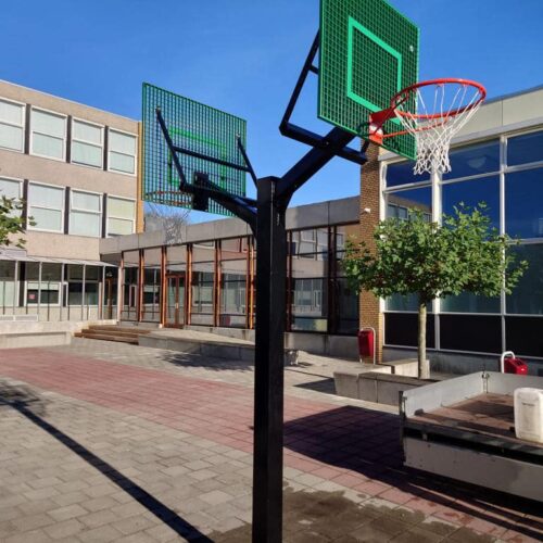 Basketbalpaal model Duo 27 Voor de staander en de basketbalborden van deze basketbalpaal kunt u bijna iedere ral kleur kiezen.