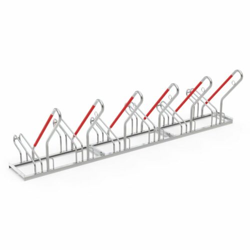 Fietsenrek model R25S 9 Onbeperkt schakelbaar en desgewenst eenvoudig op het maaiveld vast te zetten. Fietsenrek model R25S.