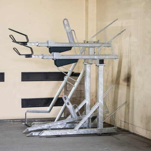 Tweelaags fietsenrekken 23 Met het Pro2Tier+ fietsenrek parkeert u uw fiets moeiteloos en veilig. Verkrijgbaar in diverse maten en configuraties, perfect voor compacte en grootschalige stallingen.