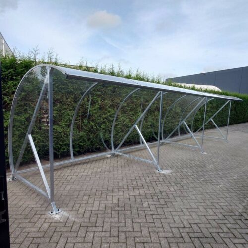 Fietsoverkapping BF1000 – Halfrond & Transparant 233 Fietsoverkapping model BF1000 voor 21 fietsen