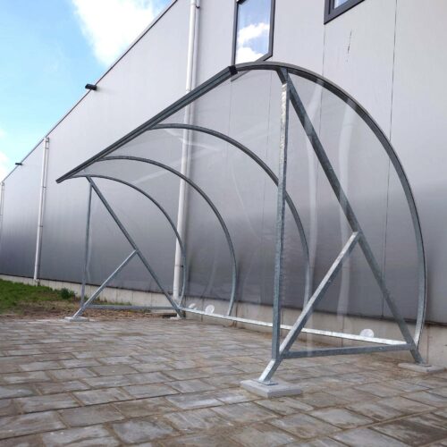 Fietsoverkapping BF1000 – Halfrond & Transparant 223 Fietsoverkapping van metaal en polycarbonaat