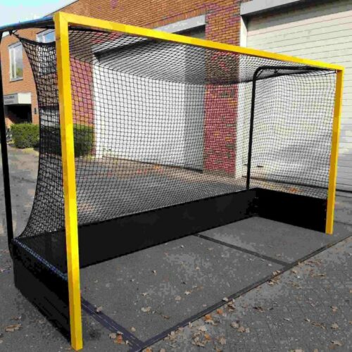 Hockeydoel vrije netophanging met geel doelkader