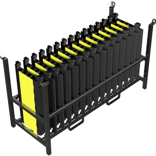 Complete set met 15 stuks kabelbruggen lengte 880mm belastbaar 200 Ton. DE opslag en transportpallet is stapelbaar en voorzien van heftruckvoorziening.