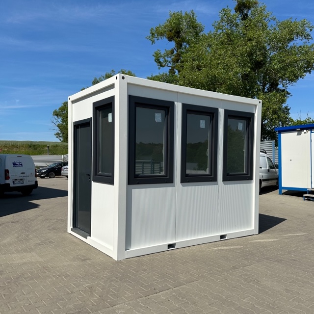 Prefab kantoorunit KLW 1 Kantoorunit model # in een 3x2m uitvoering. Deze kantoorunit is bedoeld voor de binnenruimte en geleverd aan Mechanische Industrie Coronam B.V. DEze kantoorunits zijn in diverse afmetingen leverbaar.