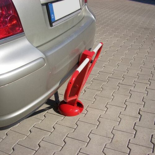 Flexibele neerklapbare parkeerbeugel met cilinderslot.