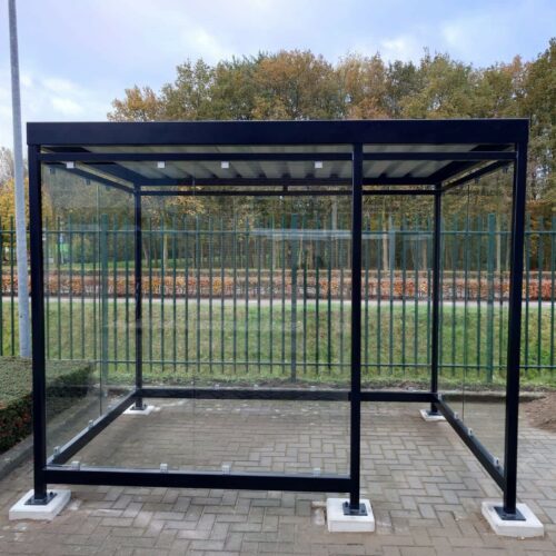 Rookoverkapping Myla 202 Moderne glazen overkapping met staalframe 3x2m