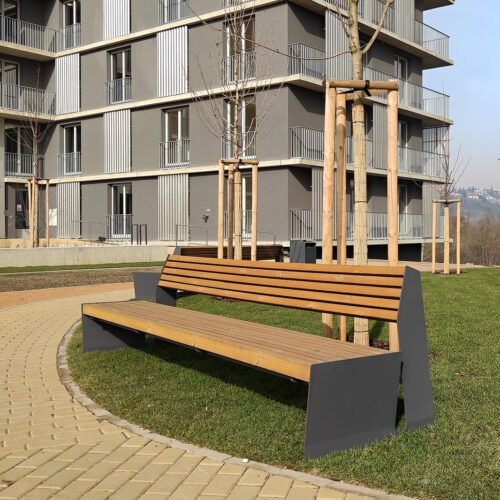 Design parkbank Vega met rugleuning in de 3 meter uitvoering.