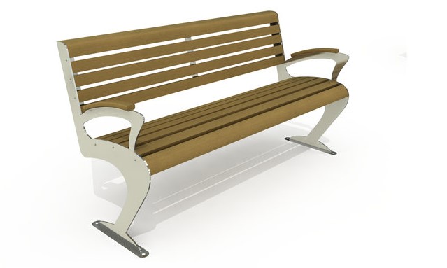 Parkbank Sincan 5 Impressie van Parkbank Sincan, ook in verzinkt en gecoat staal leverbaar.
