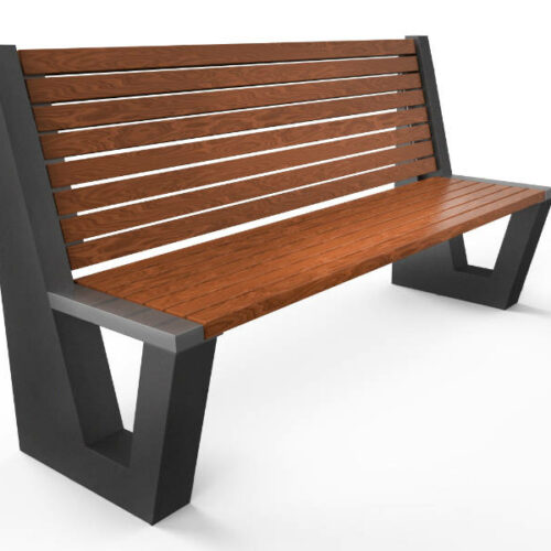 Design Betonbank - parkbank met leuning.