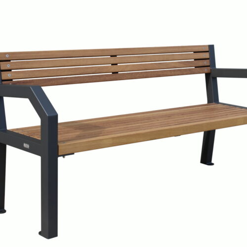 Parkbank van staal hardhout (Iroko)