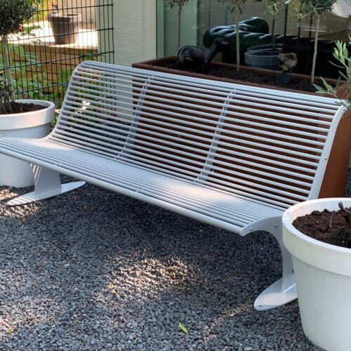 Parkbank Athene 46 Onze parkbank Athene in aluminium grijs gepoedercoat