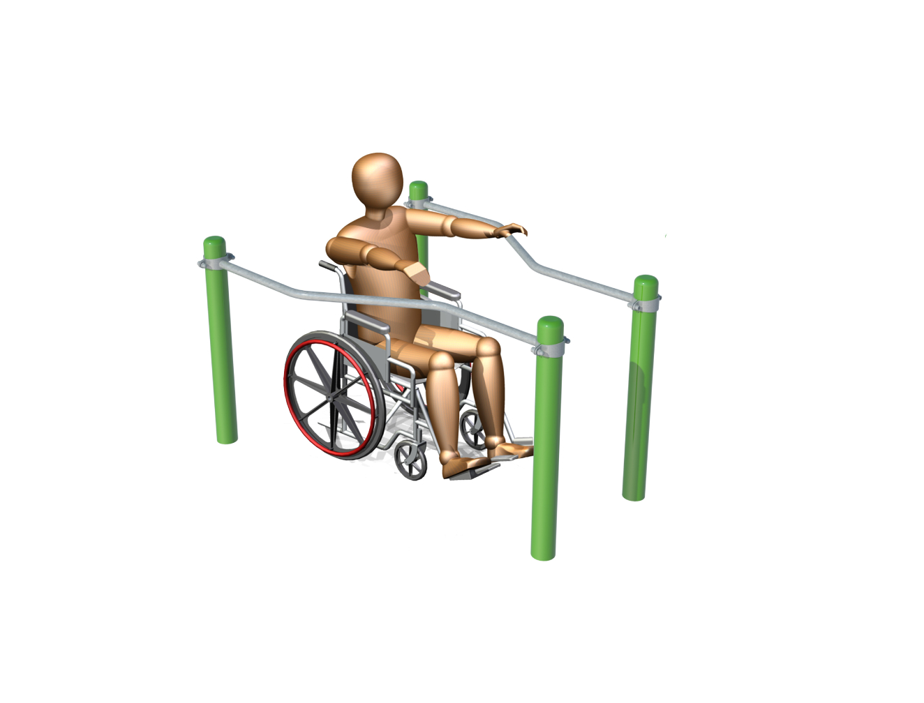 Buiten fitnesstoestel Parallel bars mindervaliden 1 Buiten fitnesstoestel Parallel Bars een aanwinst voor uw buitensport accommodatie.